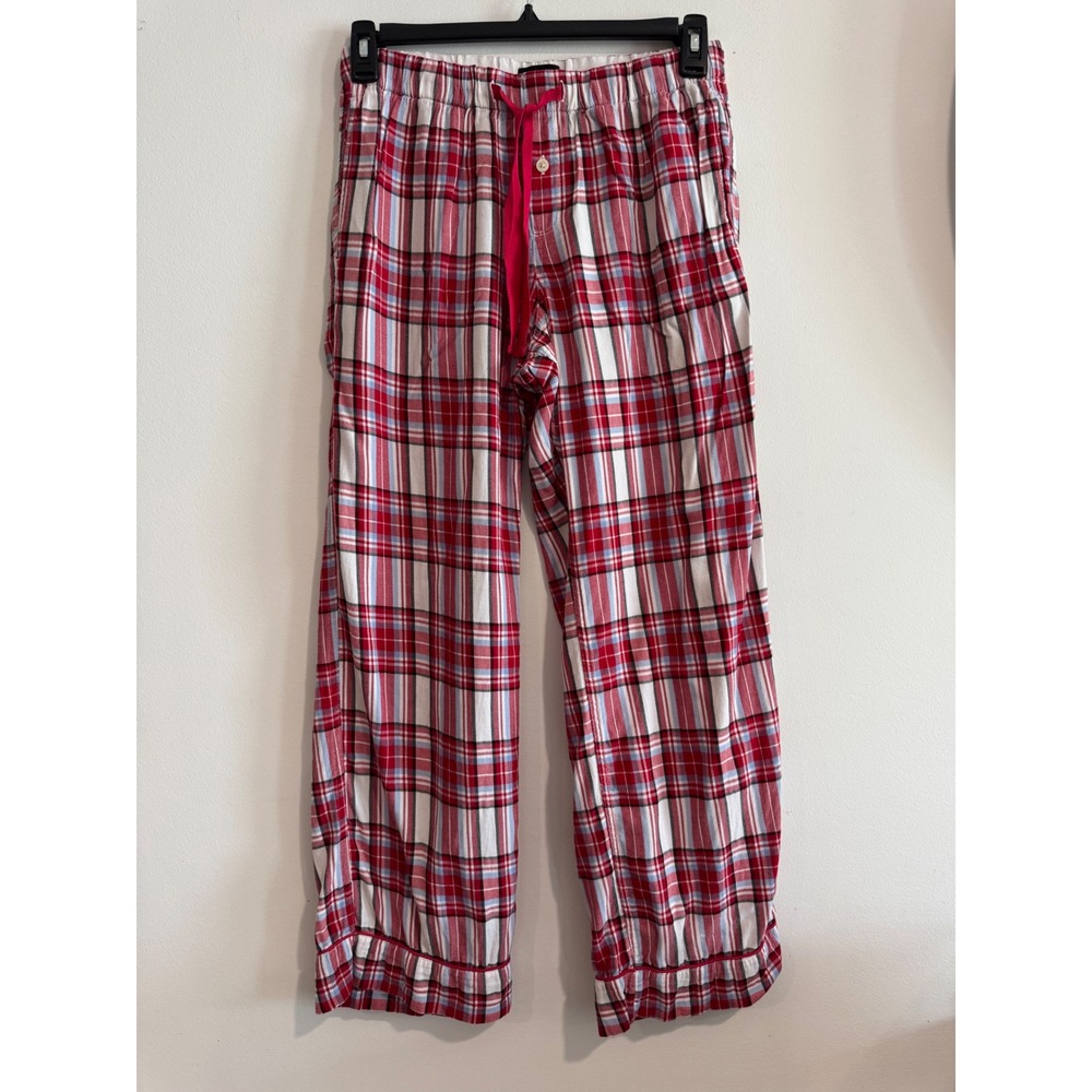 Lounge Christmas J.Crew Plaid Pajama Pants Women Small Red Drawstring Waist